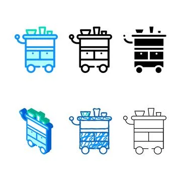 Table stylist color icon pack vector Stock Illustration