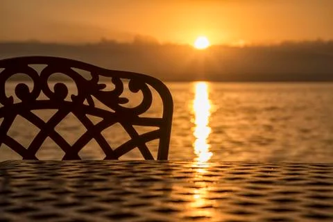 Table at sunrise Stock Photos