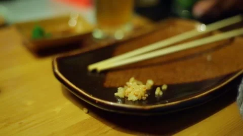 A table at sushi bar Stock Footage 46447291
