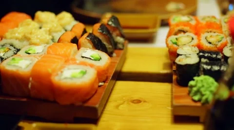 A table at sushi bar Stock Footage 46447312