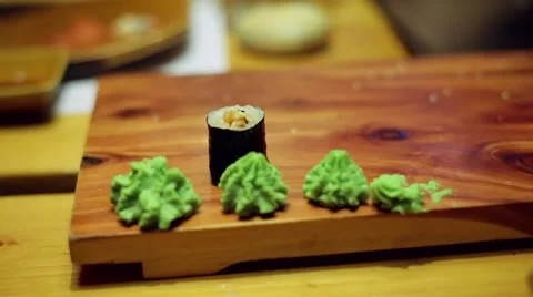 A table at sushi bar Stock Footage 46447406