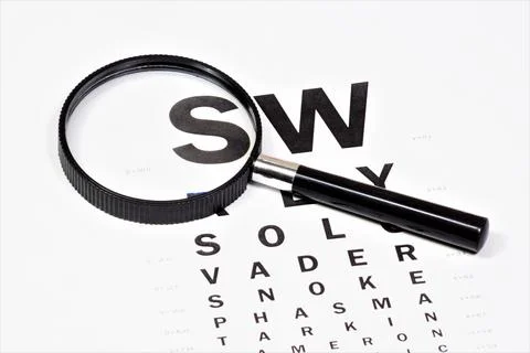 A table with symbols for the diagnosis and testing of visual sharpness. Stock Photos