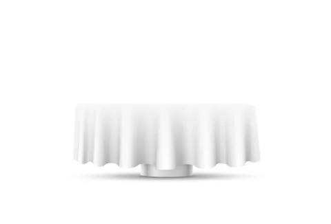 Table with tablecloth art banner white background. Stock Illustration