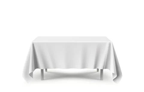 Table with tablecloth art banner, white background. Vector Illustrazione stock