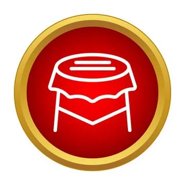 Table with tablecloth icon on red circle Stock Illustration