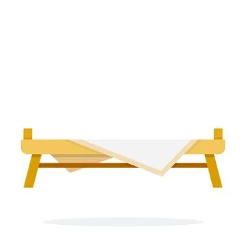 Table with tablecloth vector flat material design isolated object on white Stock Illustration
