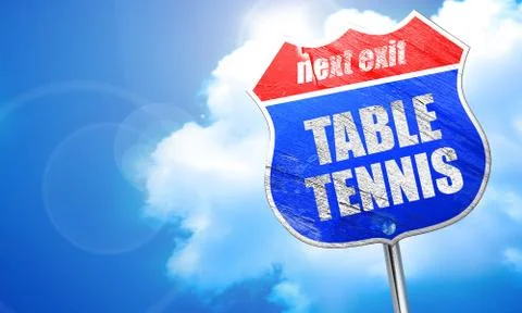 Table tennis, 3D rendering, blue street sign Illustration