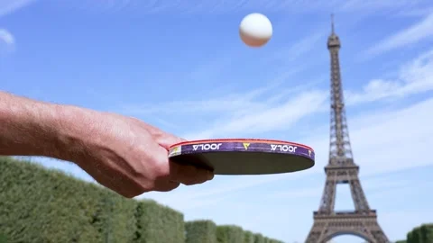 Table tennis and Eiffel tower in Paris France. Stock Footage 249202302