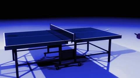 3D animation Ping pong game on blue back, Stock Video