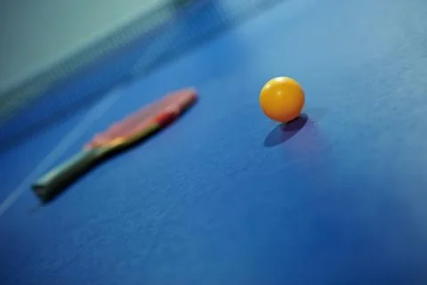 Table tennis ball on the table Stock Photos