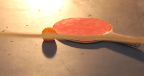 Table Tennis Bat On The Ping Pong Table Stock Footage 146628811