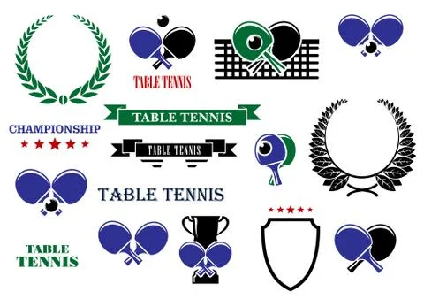 Table tennis game heraldic elements Stock Illustration