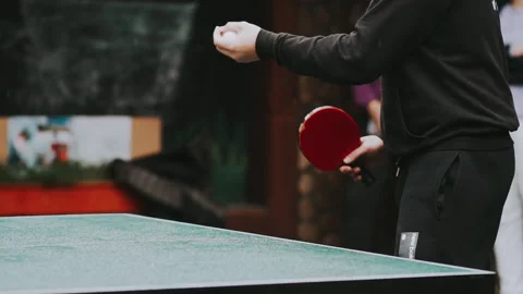 Table tennis game serve concept. slow motion video. Video stock 159178166