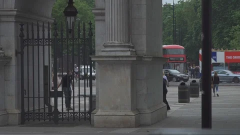 Table tennis at Marble Arch - Iconic landmark in the heart of London, UK - Stock Footage 93204110