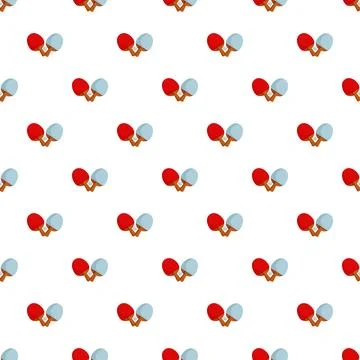 Table tennis paddles seamless pattern with red and blue rackets Stock Illustration