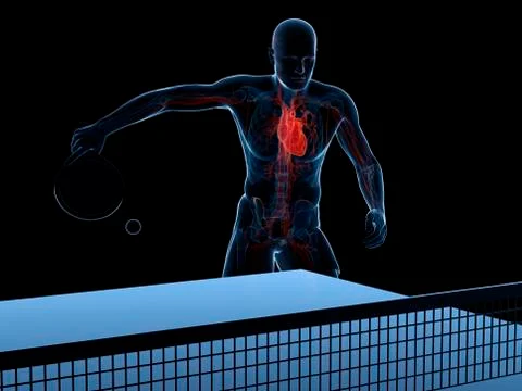 Table tennis player, artwork Stock Illustration