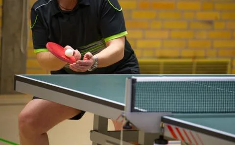 Table Tennis Player serving Stock Photos