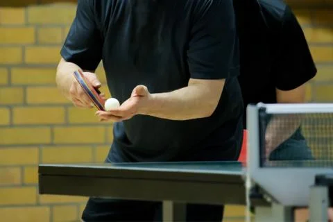 Table Tennis Player serving Stock Photos
