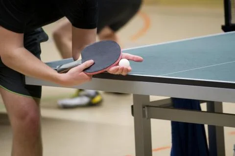 Table Tennis Player serving Stock Photos