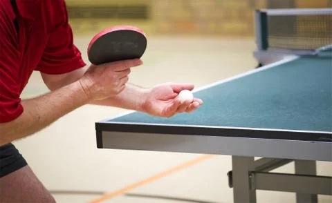 Table Tennis Player serving Stock Photos