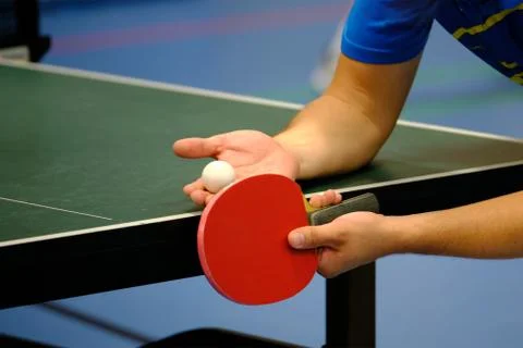 Table Tennis Player serving Stock Photos