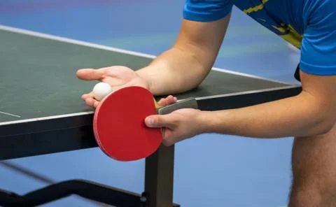 Table Tennis Player serving Stock Photos