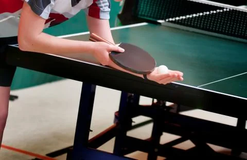 Table Tennis Player serving Stock Photos