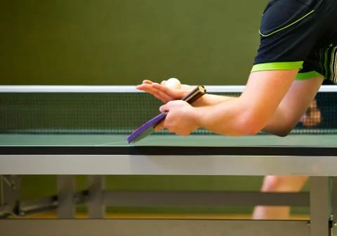 Table Tennis Player serving Stock Photos