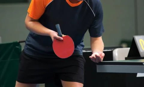 Table Tennis Player serving Stock Photos