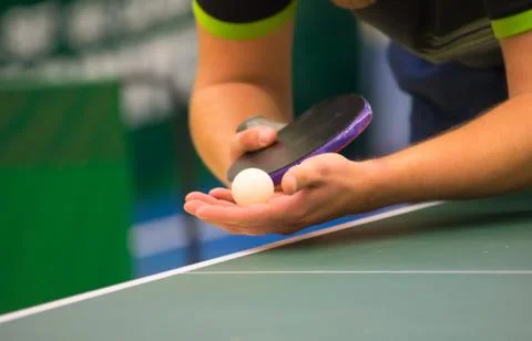 Table Tennis Player serving Stock Photos