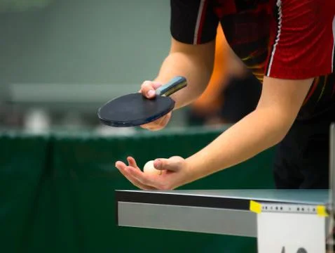Table Tennis Player serving Stock Photos