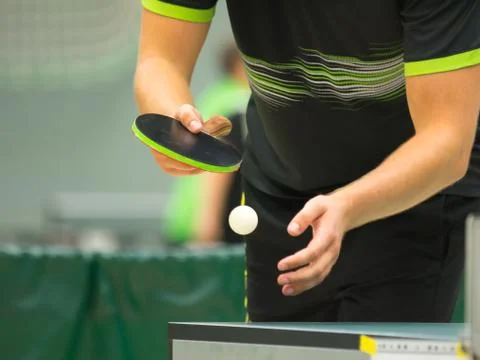 Table Tennis Player serving Stock Photos