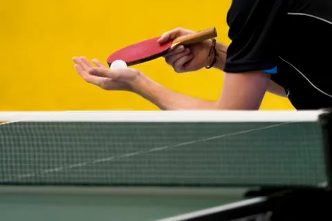 Table Tennis Player serving Stock Photos