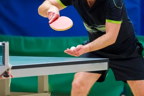 Table Tennis Player serving Stock Photos