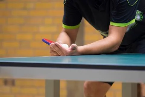 Table Tennis Player serving Stock Photos