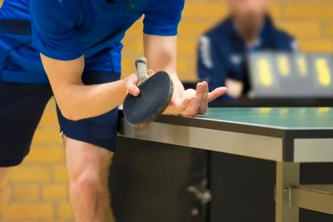 Table Tennis Player serving Stock Photos