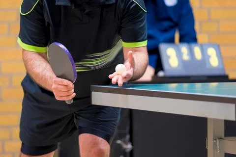 Table Tennis Player serving Stock Photos