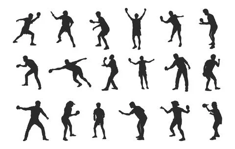 Table tennis player silhouettes, Table tennis silhouettes Stock Illustration