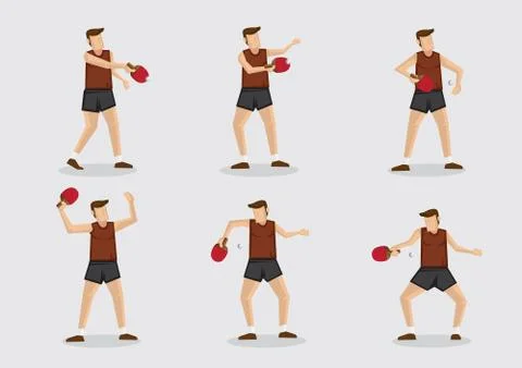 Table Tennis Player Vector Character Illustration Set Stock Illustration
