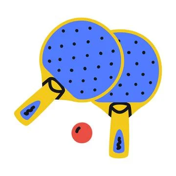 Table Tennis Racket and Ball as Sport Equipment and Supply Colorful Element Ilustração Stock