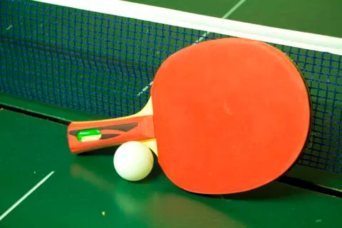 Table Tennis Racket and Net Stock Photos