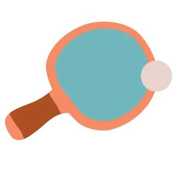 Table tennis racket with ball, flat, isolated object on a white background Stock Illustration