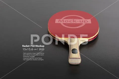 Table tennis racket on black background mock-up series Plantilla PSD