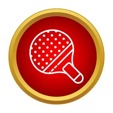 Table tennis racket icon on a red button Stock Illustration