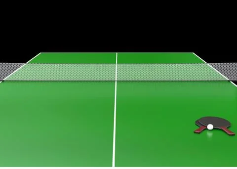 Table tennis rackets and table - 3D render Stock Illustration