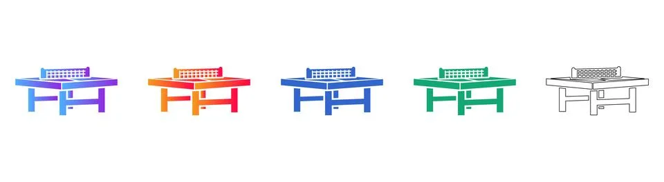 Table Tennis Table Icon Collection Stock Illustration