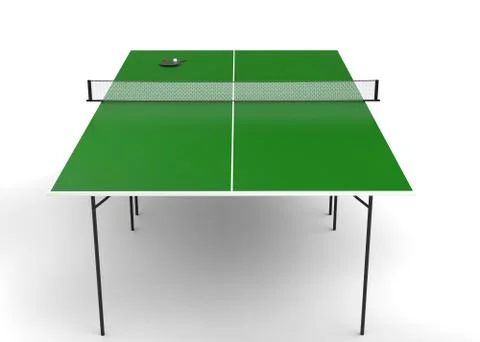 Table tennis table with rackets on the other side - 3D render Stock-Illustration