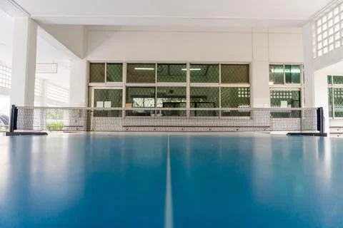 Table tennis table set up in the dormitory Stock Photos