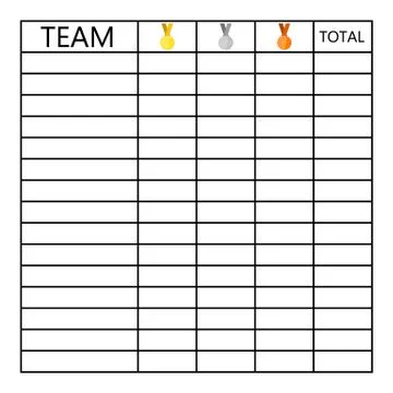 Table of tests of medals in competitions Stock Illustration