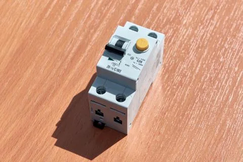 On the table there is an automatic switch of differential current. Stock Photos